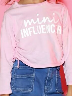 New Pink & White 'Mini Influencer' Kids Long Sleeve Shirt - Children's Girls ЗТ
